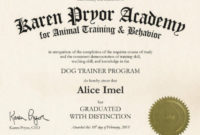 Amazing Dog Obedience Certificate Template