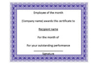 Amazing Employee Of The Month Certificate Template With Picture