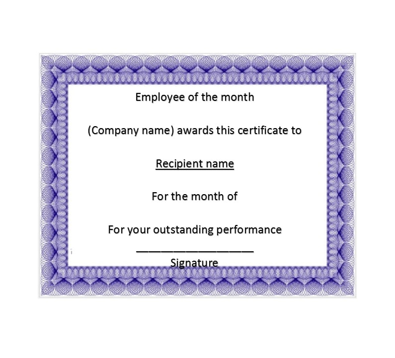 Amazing Employee Of The Month Certificate Template With Picture