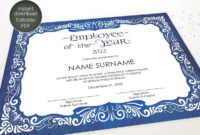Amazing Employee Of The Year Certificate Template Free