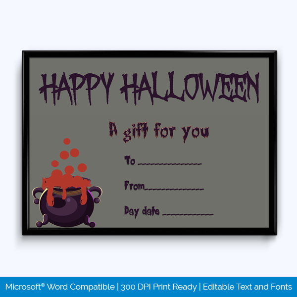 Amazing Halloween Gift Certificate Template Free