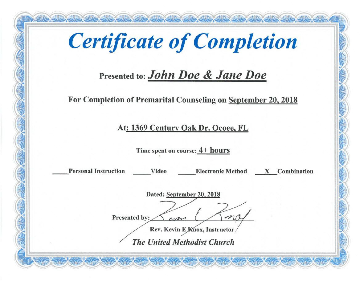 Amazing Marriage Counseling Certificate Template