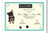 Amazing Puppy Birth Certificate Template