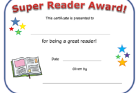 Amazing Reader Award Certificate Templates