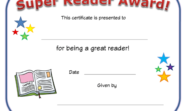 Amazing Reader Award Certificate Templates
