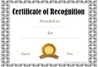 Amazing Sample Certificate Of Recognition Template