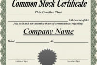 Amazing Stock Certificate Template Word