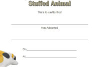 Amazing Stuffed Animal Adoption Certificate Editable Templates