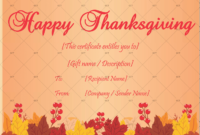 Amazing Thanksgiving Gift Certificate Template Free