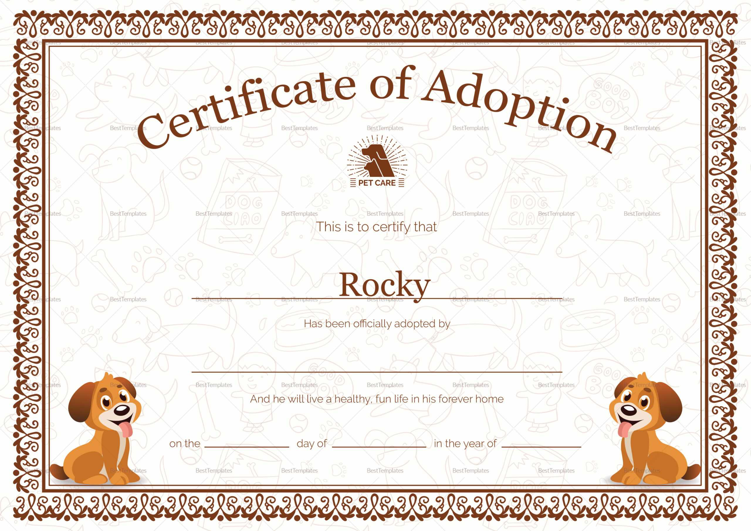 Awesome Adoption Certificate Template