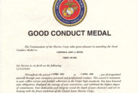 Awesome Army Good Conduct Medal Certificate Template