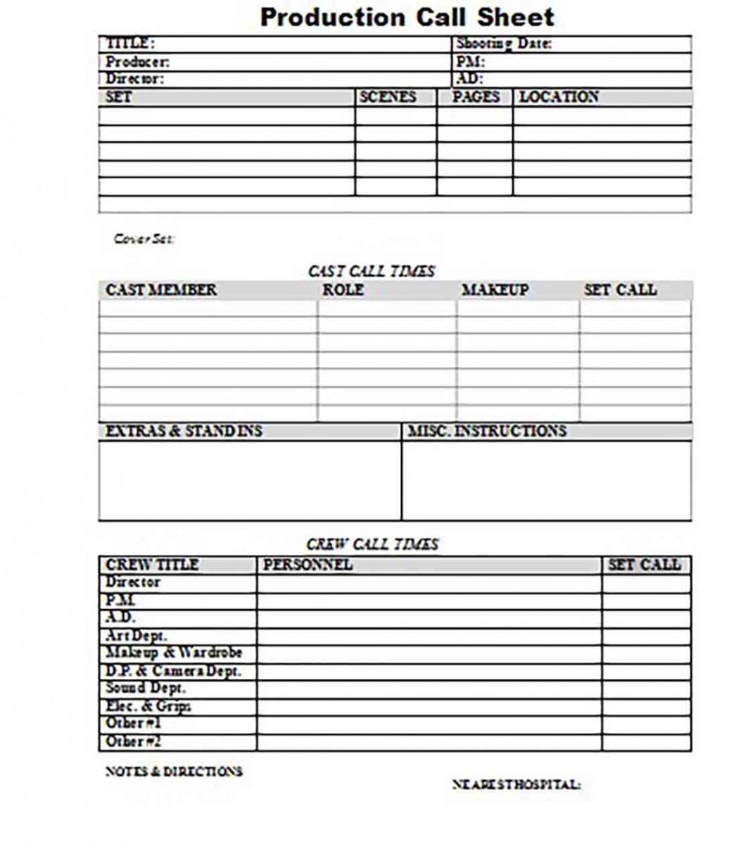 Awesome Blank Call Sheet Template