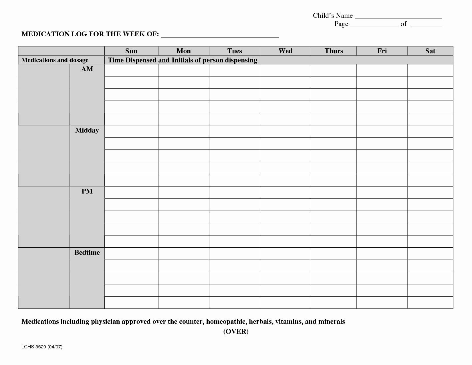 Awesome Blank Medication List Templates