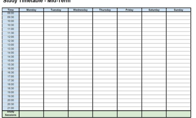 Awesome Blank Revision Timetable Template