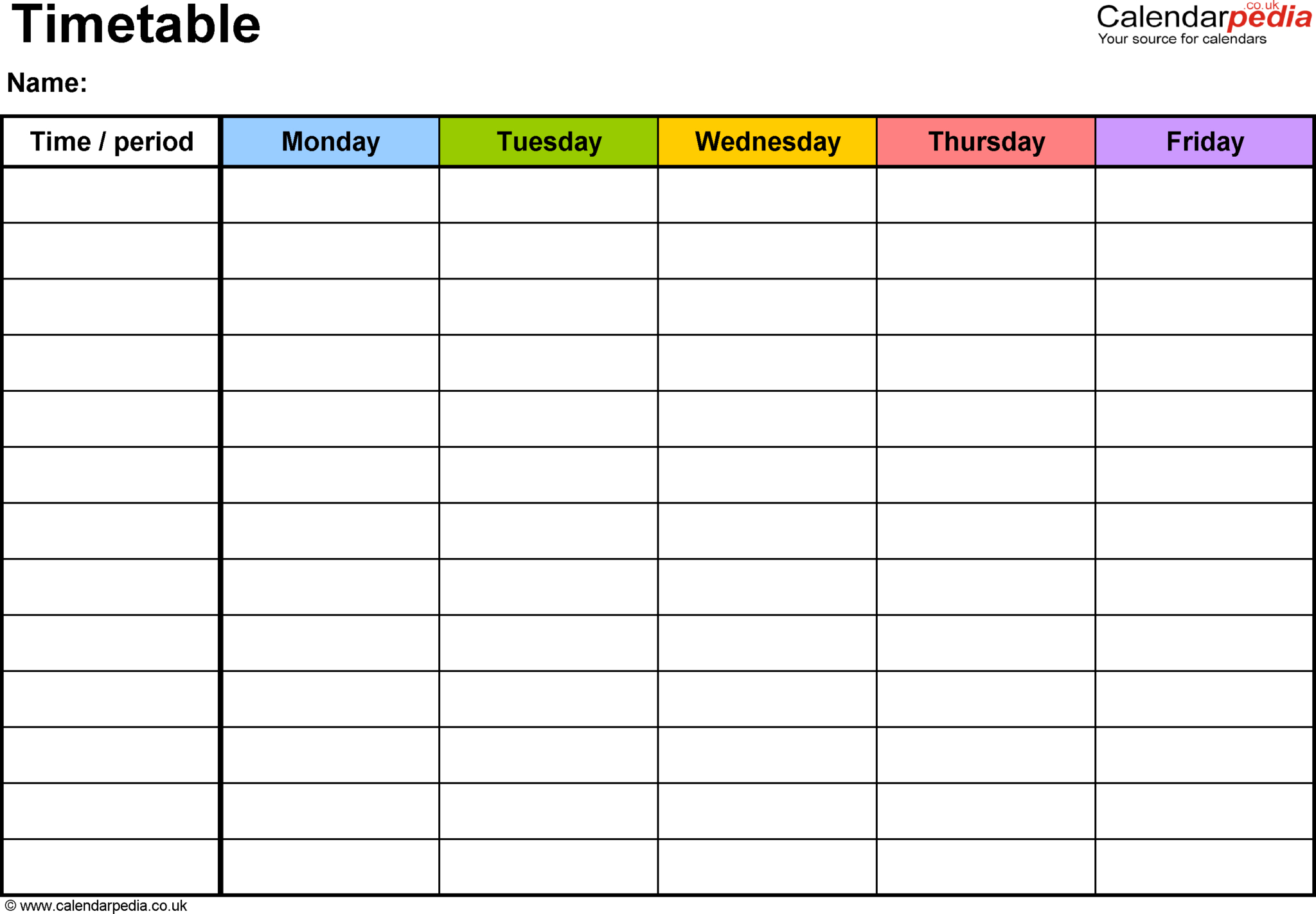 Simple Blank Revision Timetable Template Sparklingstemware
