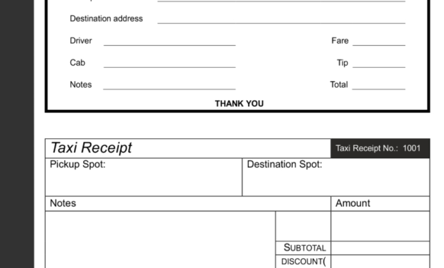 Awesome Blank Taxi Receipt Template