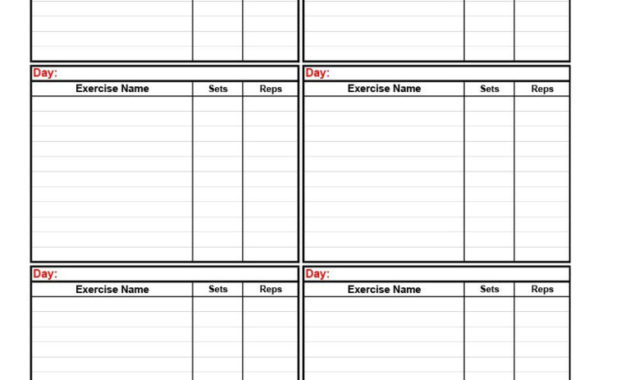 Awesome Blank Workout Schedule Template