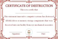 Awesome Certificate Of Disposal Template