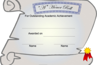 Awesome Certificate Of Honor Roll Free Templates