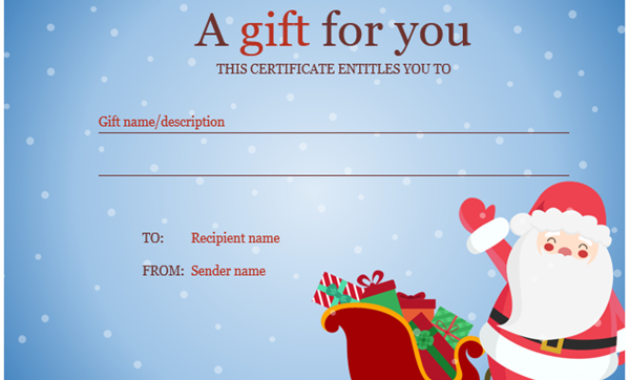 Awesome Christmas Gift Certificate Template Free Download