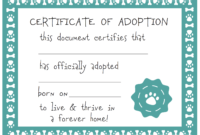 Awesome Dog Adoption Certificate Editable Templates
