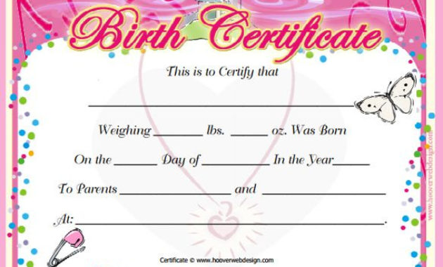 Awesome Dog Birth Certificate Template Editable