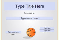 Awesome Download 7 Basketball Participation Certificate Editable Templates