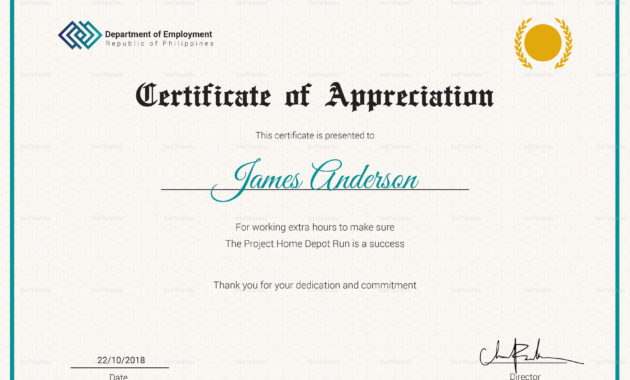 Awesome Employee Appreciation Certificate Template