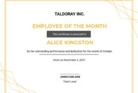 Awesome Employee Of The Month Certificate Template With Picture