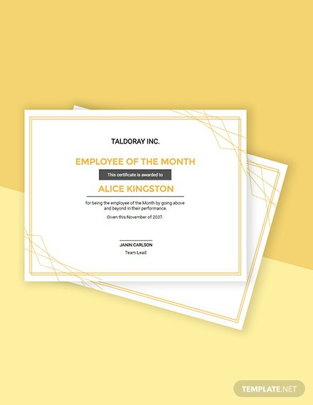Awesome Employee Of The Month Certificate Template Word