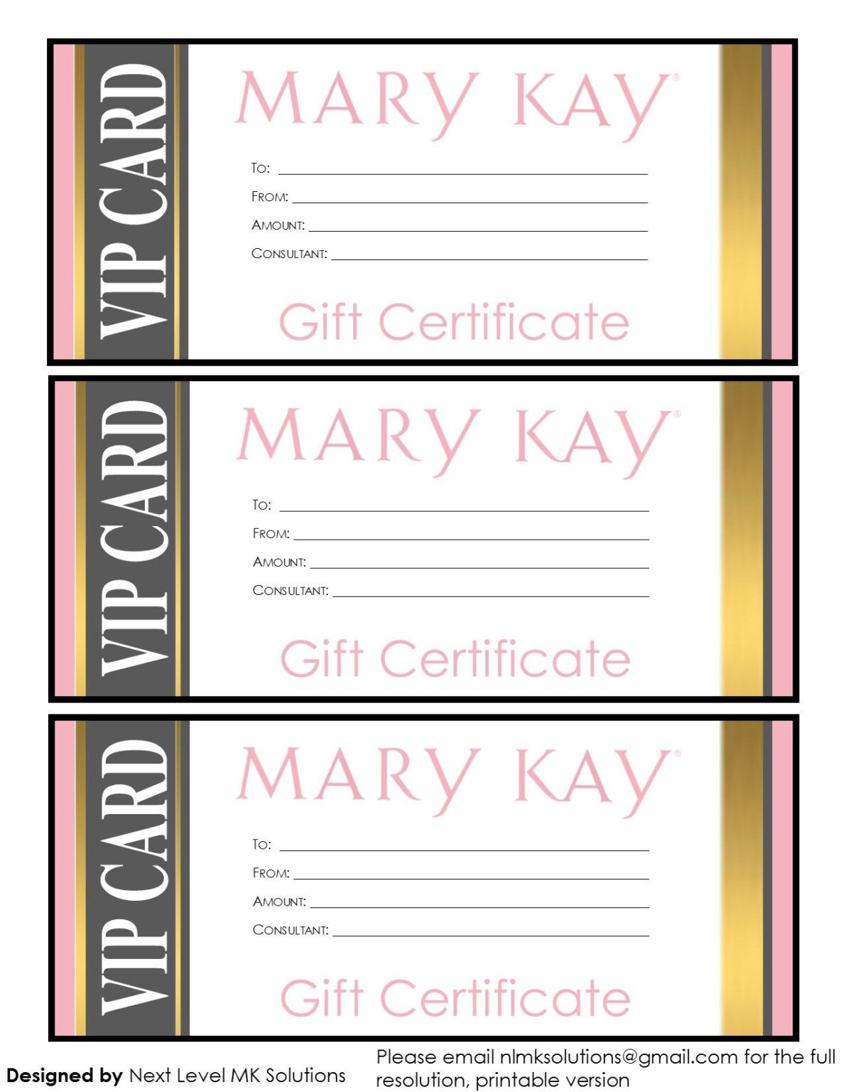Awesome Mary Kay Gift Certificate Template
