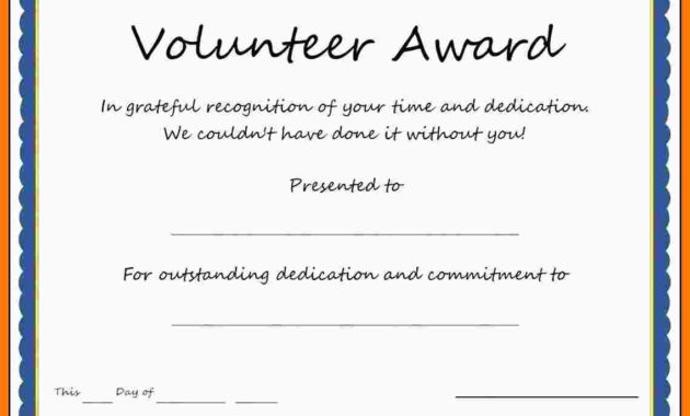 Awesome Outstanding Volunteer Certificate Template
