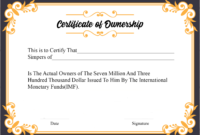 Awesome Ownership Certificate Templates
