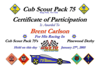 Awesome Pinewood Derby Certificate Template