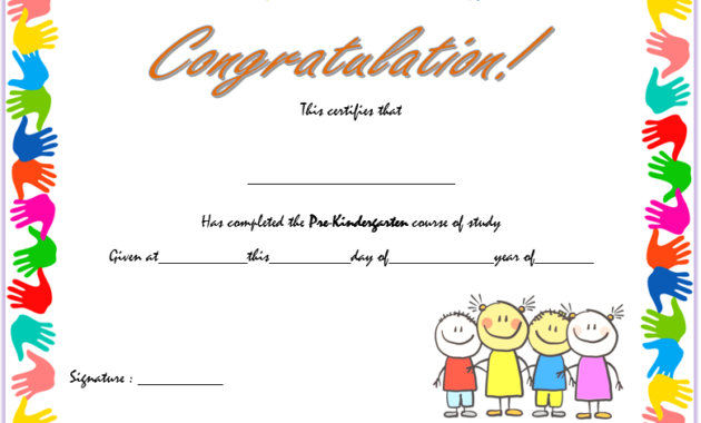Awesome Preschool Graduation Certificate Template Free