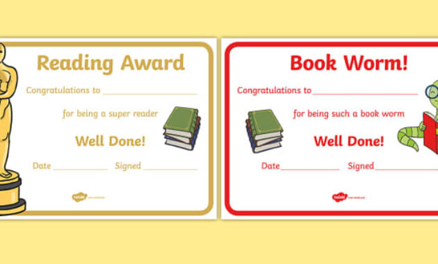 Awesome Reading Achievement Certificate Templates