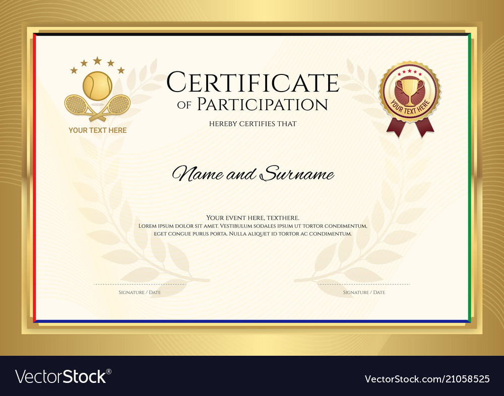 Awesome Tennis Achievement Certificate Template