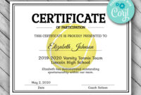 Awesome Tennis Certificate Template