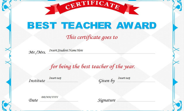 Best Best Teacher Certificate Templates