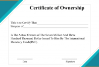 Best Certificate Of Ownership Template