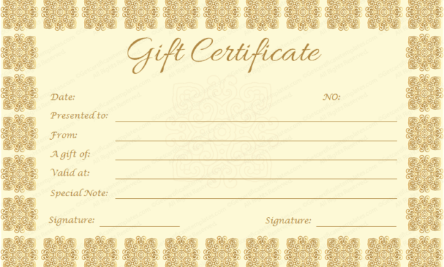 Best Elegant Gift Certificate Template