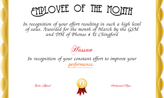 Best Employee Appreciation Certificate Template
