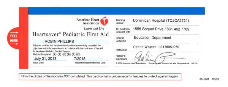 Best First Aid Certificate Template Free