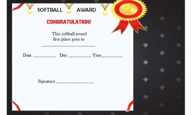 Best Free Softball Certificate Templates