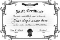 Best Pet Birth Certificate Template