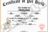 Best Pet Birth Certificate Template 24 Choices