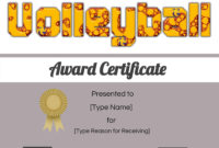 Best Volleyball Certificate Template Free