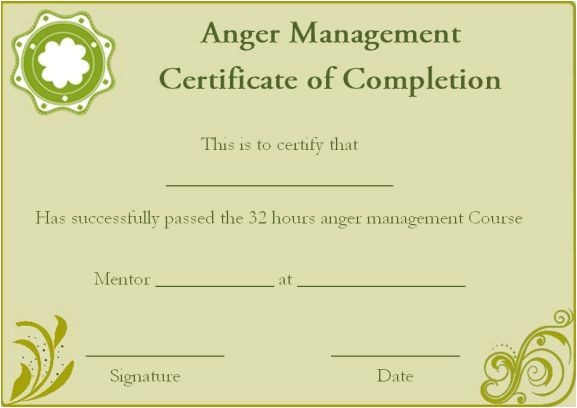 Fantastic Anger Management Certificate Template Free