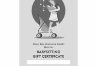 Fantastic Babysitting Gift Certificate Template