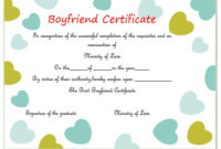 Fantastic Best Boyfriend Certificate Template